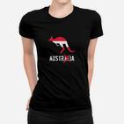 Känguru Frauen Tshirt inspiriert von Australien in Schwarz, Tiermotiv Tee