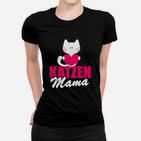 Katzen Mama Frauen Tshirt für Damen mit Herz & Kätzchen Motiv