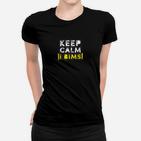 Keep Calm IT BIMS Schwarzes Frauen Tshirt, Slogan-Design für Geek-Kultur