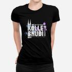 Kölle Brudi Frauen Tshirt: Stadtsilhouette & Spruch-Design, Schwarzes Tee