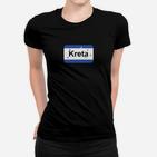 Kreta-Kennzeichen Design Schwarz Frauen Tshirt, Modisches Tee für Reiseliebhaber