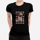 Mops Weihnachtstshirt mit Schneeflocken & Zuckerstangen Frauen Tshirt