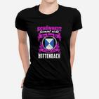 Neftenbach Spruch Schwarz Frauen Tshirt mit Emblem Design, Herrenmode