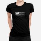 Patriotisches Schwarz-Weiß USA Flagge Frauen Tshirt, Amerikanischer Stolz Tee