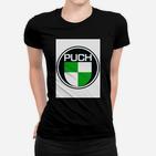 Puch-Logo Klassisches Schwarz Frauen Tshirt für Motorradfans