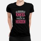 Schwarzes Frauen Tshirt Enkel im Herzen Spruch für Großeltern