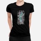Schwarzes Frauen Tshirt mit abstraktem Seepferdchen-Design, Künstlerisches Tee