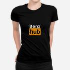 Schwarzes Frauen Tshirt mit Benz Hub Logo-Print, Modisches Design