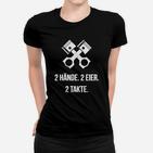 Schwarzes Herren Frauen Tshirt 2 Hände, 2 Eier, 2 Takte – Motorrad Design