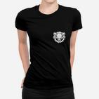 Schwarzes Herren Frauen Tshirt mit Löwen-Emblem, Modisches Design