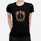 Schwarzes Herren Frauen Tshirt mit Retro Wappen-Design, Vintage Look