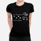 Schwarzes Hundeliebhaber Frauen Tshirt mit Herz-Pfoten-Design, Geschenk für Hundefreunde