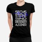 Sechs Sterne Schwarzes Frauen Tshirt, Grafik Tee mit Spruch