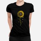 Sonnenblumen-Design Schwarzes Frauen Tshirt mit Aufschrift, Sommerliches Tee