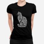 Tribal Katzen Design Schwarzes Herren Frauen Tshirt in Weiß