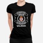 Valjevo Therapie Schwarzes Frauen Tshirt mit Serbien-Wappen
