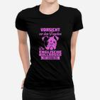 Vorsicht Frauchen Bulldogge Ist Harmlos Frauen T-Shirt