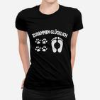 Zusammen Glücklich Schwarzes Frauen Tshirt, Pfoten & Fußabdruck Design