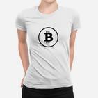 Bitcoin Logo Unisex Frauen Tshirt in Weiß, Krypto Mode