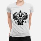 Weißes Frauen Tshirt mit Schwarzem Adler-Wappen-Print für Herren