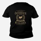 Österreich-Bulgarien Herzschlag Kinder Tshirt, Schwarz mit Ländermotiv