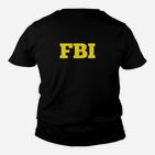 Schwarzes Kinder Tshirt mit Gelbem FBI-Aufdruck, Stylisches Statement Tee