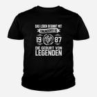 1987 Geburtsjahr Legenden Kinder Tshirt, Schwarz | Motto für Geburtstag