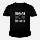 1990 Die Geburt von Legenden Schwarzes Kinder Tshirt, Retro Geburtstags-Kinder Tshirt