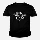 Beste Freundin Schwarzes Damen-Kinder Tshirt mit Herzstern-Motiv