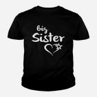 Big Sister Schwarzes Kinder Tshirt mit Herzstern-Motiv, Geschwister Liebe