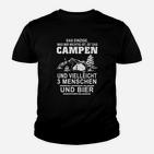 Camping-Liebhaber Kinder Tshirt Wichtig: Campen, 3 Personen & Bier – Schwarz