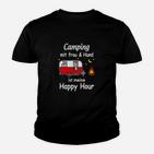Camping mit Frau & Hund Kinder Tshirt, Lustiges Happy Hour Kinder Tshirt