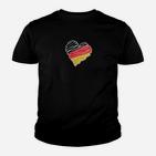 Deutschland Herzflaggen Kinder Tshirt für Herren in Schwarz, Patriotisches Design