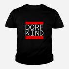 Dorfkind Grafik Kinder Tshirt in Schwarz, Lustiges Dorfleben Motiv