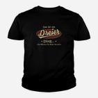 Dreier Ding Slogan Herren Kinder Tshirt in Schwarz, Witziges Design