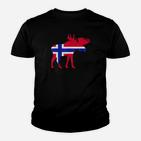 Elch Silhouette Flaggenmuster Norwegen Kinder Tshirt Unisex, Trendiges Design