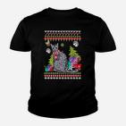Festlicher Katzen-Weihnachtspullover Kinder Tshirt, Witziges Design für Weihnachten