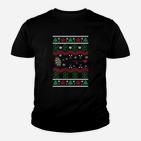Festliches Herren Kinder Tshirt, Weihnachts Ugly Sweater Design, Schwarz