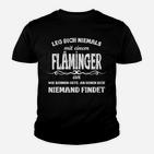 Flamingo Herren Kinder Tshirt Leg Dich Niemals mit Einem Flamingo An, Lustiges Schwarzes Kinder Tshirt