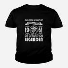 Geburt von Legenden 1961 Kinder Tshirt, Schwarzes Retro Geburtstagsshirt
