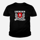 Grenchen Flügel-Emblem Schwarzes Herren Kinder Tshirt, Stilvolles Casual Design