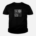 Herren Grafik-Kinder Tshirt Schwarz, Monochrome Muster-Quadrate