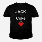 Jack + Coke = Herz Schwarzes Kinder Tshirt, Lustiges Getränke Design