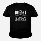 Jahrgang 1961 Legenden Schwarz Kinder Tshirt, Retro Geburtstagsfeier Design