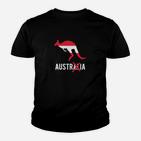 Känguru Kinder Tshirt inspiriert von Australien in Schwarz, Tiermotiv Tee