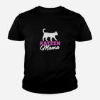 Katzen Mama Grafik-Kinder Tshirt für Damen, Lustiges Katzenmotiv in Schwarz