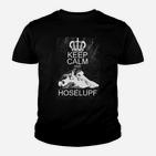 Keep Calm and Hoselupf Schwarzes Kinder Tshirt, Krone & Bulldoggen-Motiv