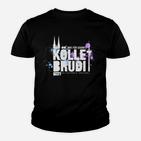 Kölle Brudi Kinder Tshirt: Stadtsilhouette & Spruch-Design, Schwarzes Tee