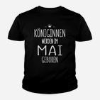 Königinnen im Mai Geboren Damen Kinder Tshirt, Schwarzes mit Spruch