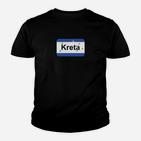 Kreta-Kennzeichen Design Schwarz Kinder Tshirt, Modisches Tee für Reiseliebhaber